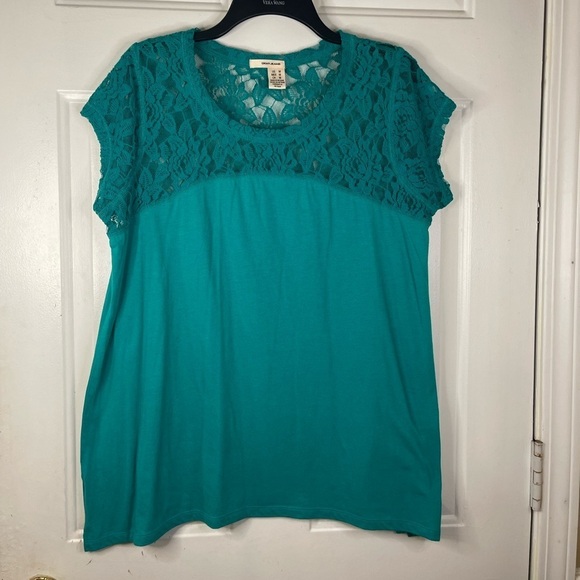 Dkny Tops - DKNY jeans lace turquoise‎ short sleeve top.